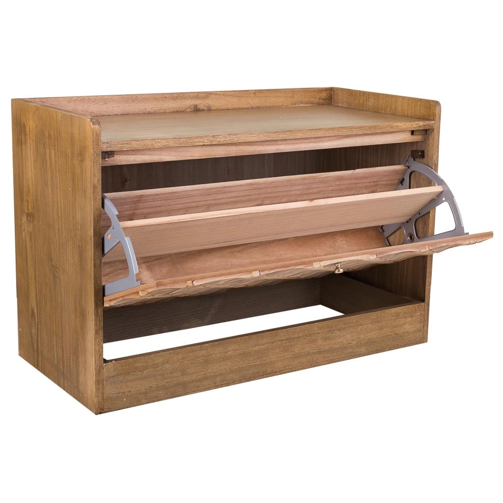 Sgabello scarpiera in legno marrone 80x38x53h