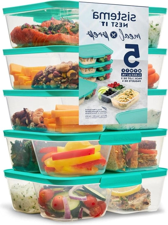 Set di contenitori per meal prep in plastica BPA-free, 19 l, arieggiate, con coperchi, verde, 5pz