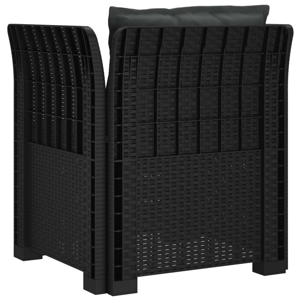Poltrona a 1 Posto con Cuscini Aspetto Rattan PP Antracite 8011869