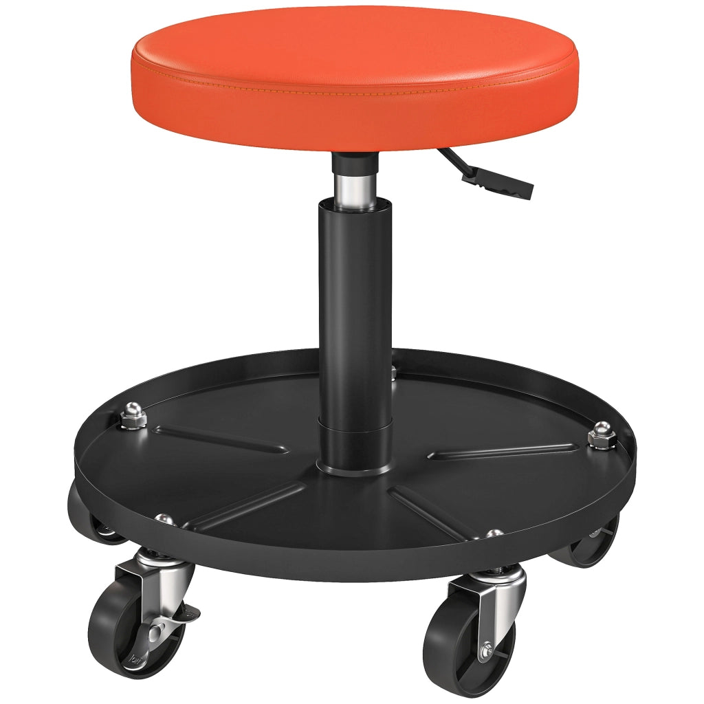 Sgabello da Lavoro con Ruote e Ripiano ¨C Minimal ¨C Arancione 38-50cm