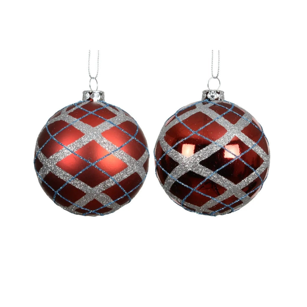 Pallina rossa con glitter ass d8cm