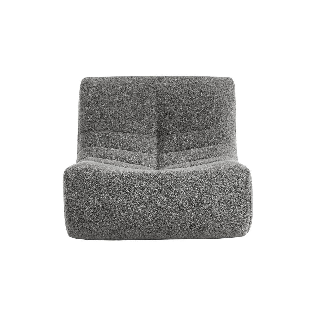 Modulo per divano modulare senza braccioli in bouclé, 1 posto, grigio