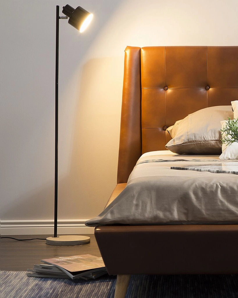 Lampada da terra in metallo Nero 149 cm con paralume regolabile con base in cemento
