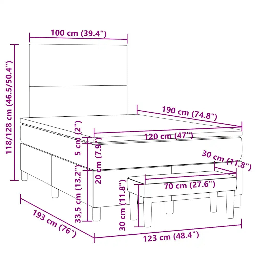 Giroletto a Molle con Materasso Tortora 120x190 cm in Tessuto 3270394