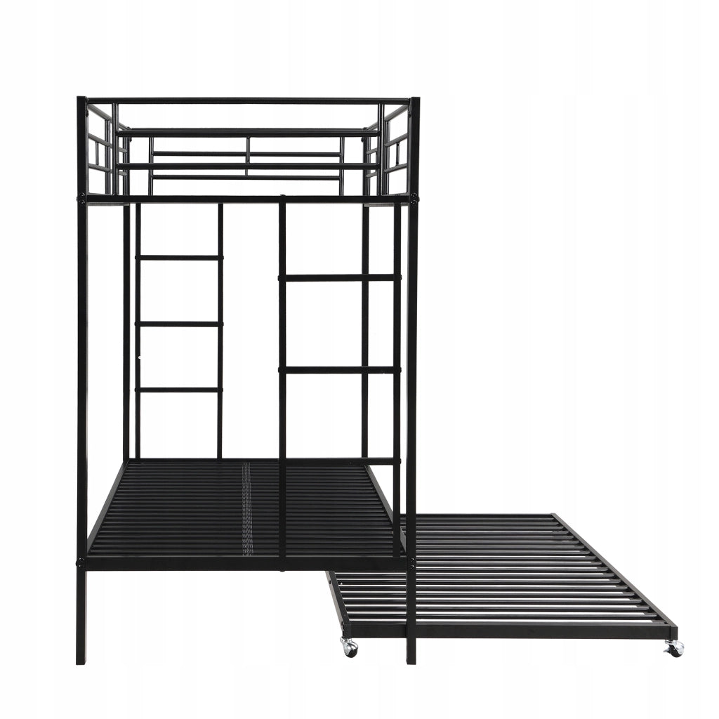 Letto a castello 90x200 - Xylo - Nero con letto estraibile
