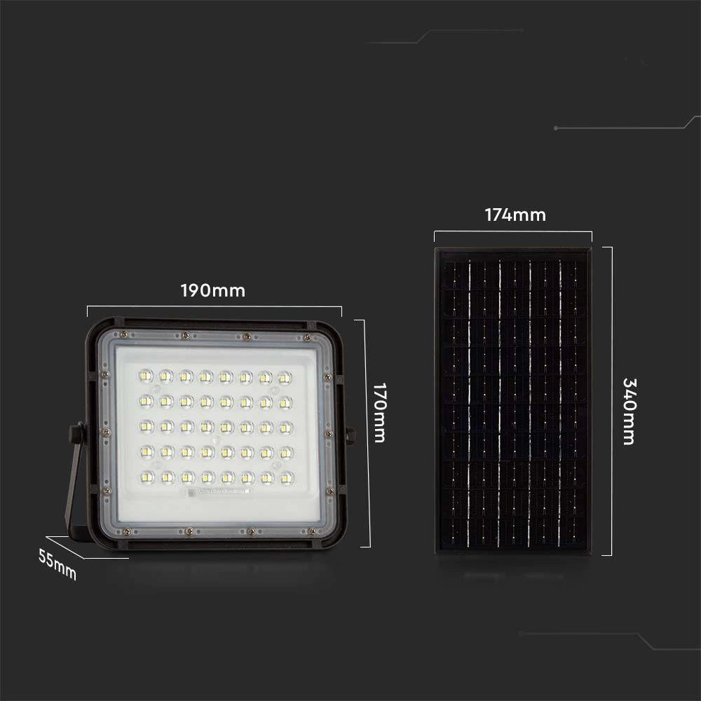 Faro LED solare V-TAC 10W telecomando 6400K IP65 nero