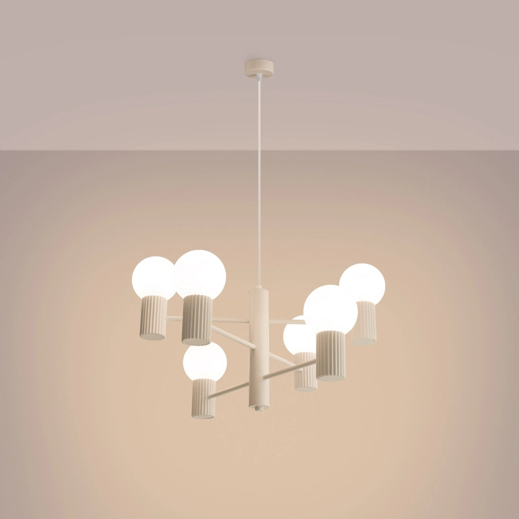 Lampadario HALO beige con sfere bianche 6xG9 Sollux