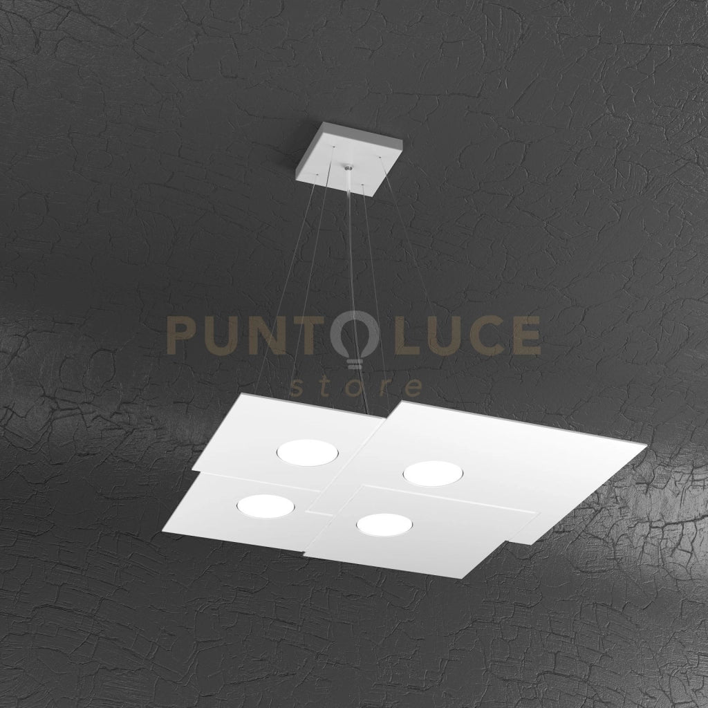 PLATE SOSPENSIONE 4 LUCI QUADRA BIANCO 1129-S4-BI