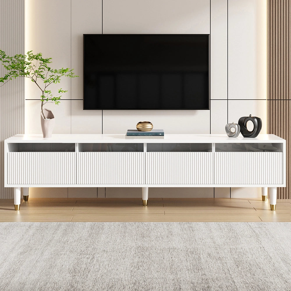 Mobile TV moderno - Xylo - 178cm bianco 4 cassetti MDF/acrilico