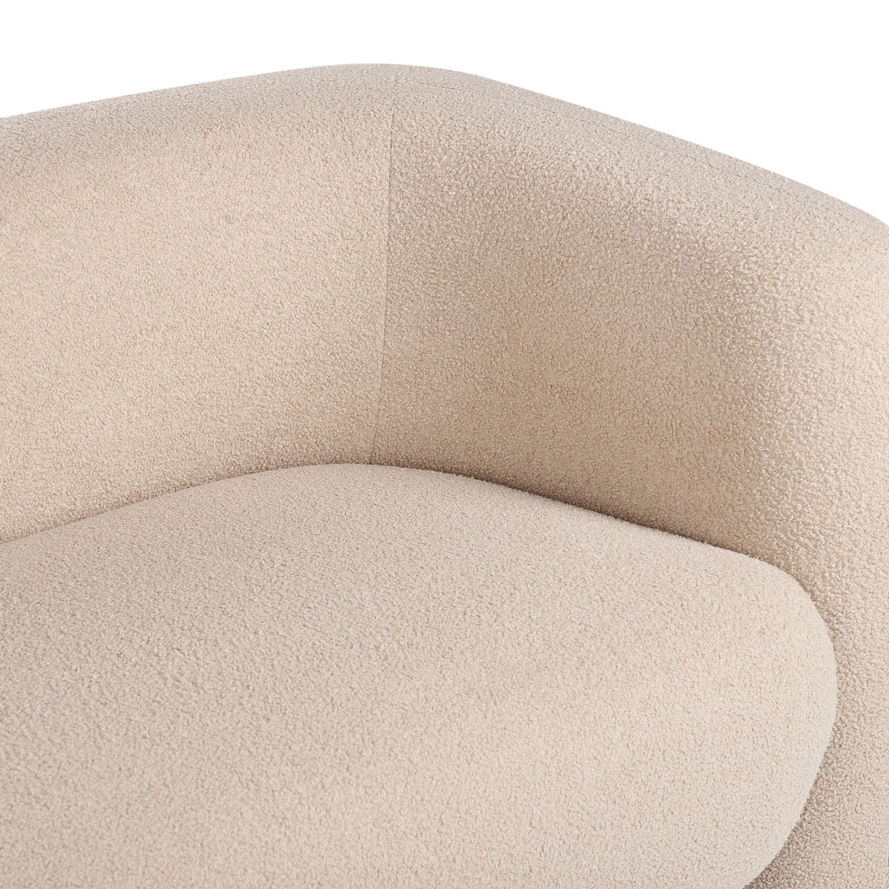 Divano a 3 posti in tessuto bouclè beige con cuscini aggiuntivi stile elegante