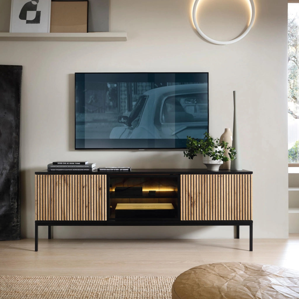 Komodee Set mobili soggiorno Laval Nero/Rovere 257x126x39 cm