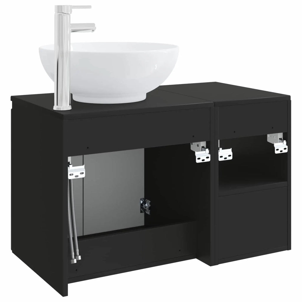Set di mobili per il bagno 2 pz Nero Legno ingegnerizzato 3404085