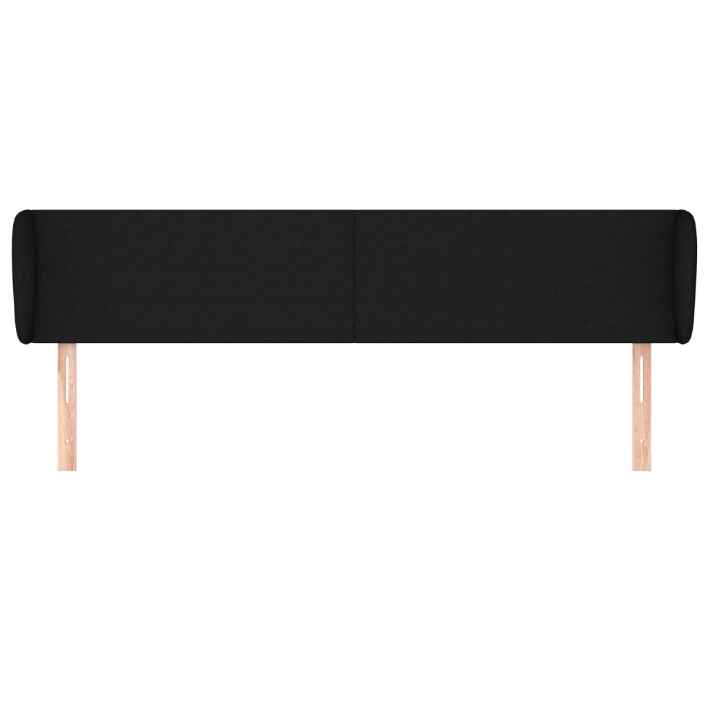 Testiera | Testata ad Orecchio Nera 203x23x78/88 cm in Tessuto