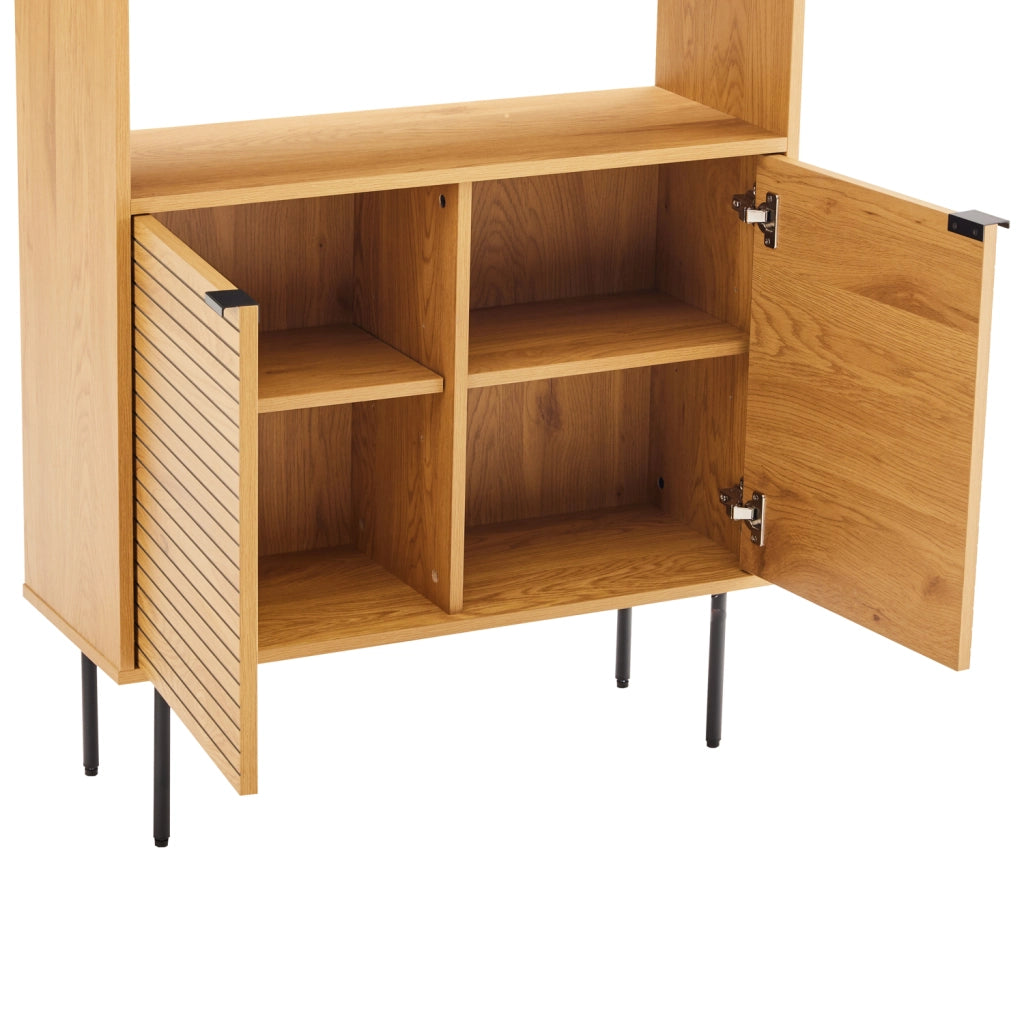 Libreria in legno con 4 ripiani e 2 ante STINNA