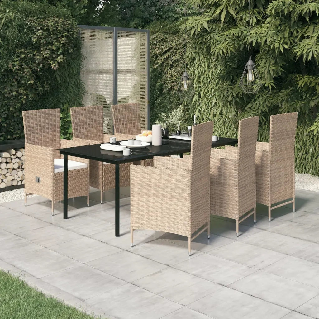 Set da Pranzo da Giardino 7 pz con Cuscini Beige 3099441