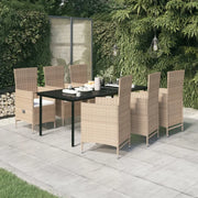 Set da Pranzo da Giardino 7 pz con Cuscini Beige 3099441