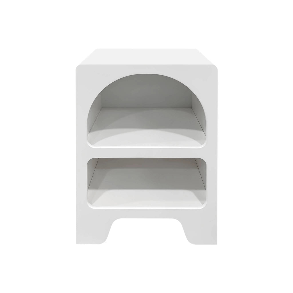 Comodino organico effetto legno bianco, 2 nicchie mobileoggetti,