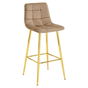 Sgabello Arceto in velluto marrone con gambe dorate