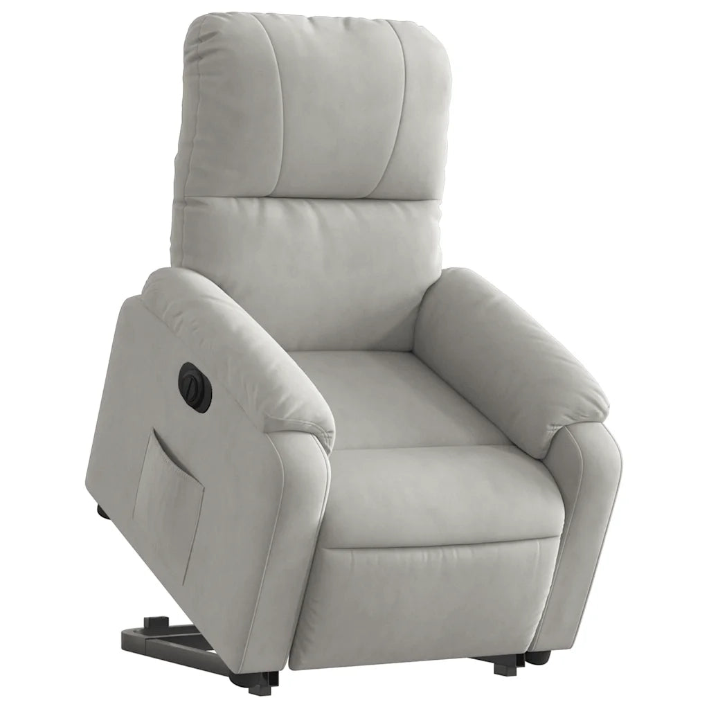 Poltrona a Rialzo Reclinante Elettrica Grigio Chiaro Microfibra 3204944