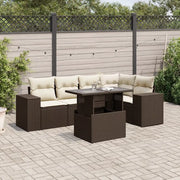 Set Divano da Giardino 6 pz con Cuscini Marrone in Polyrattan 3269153