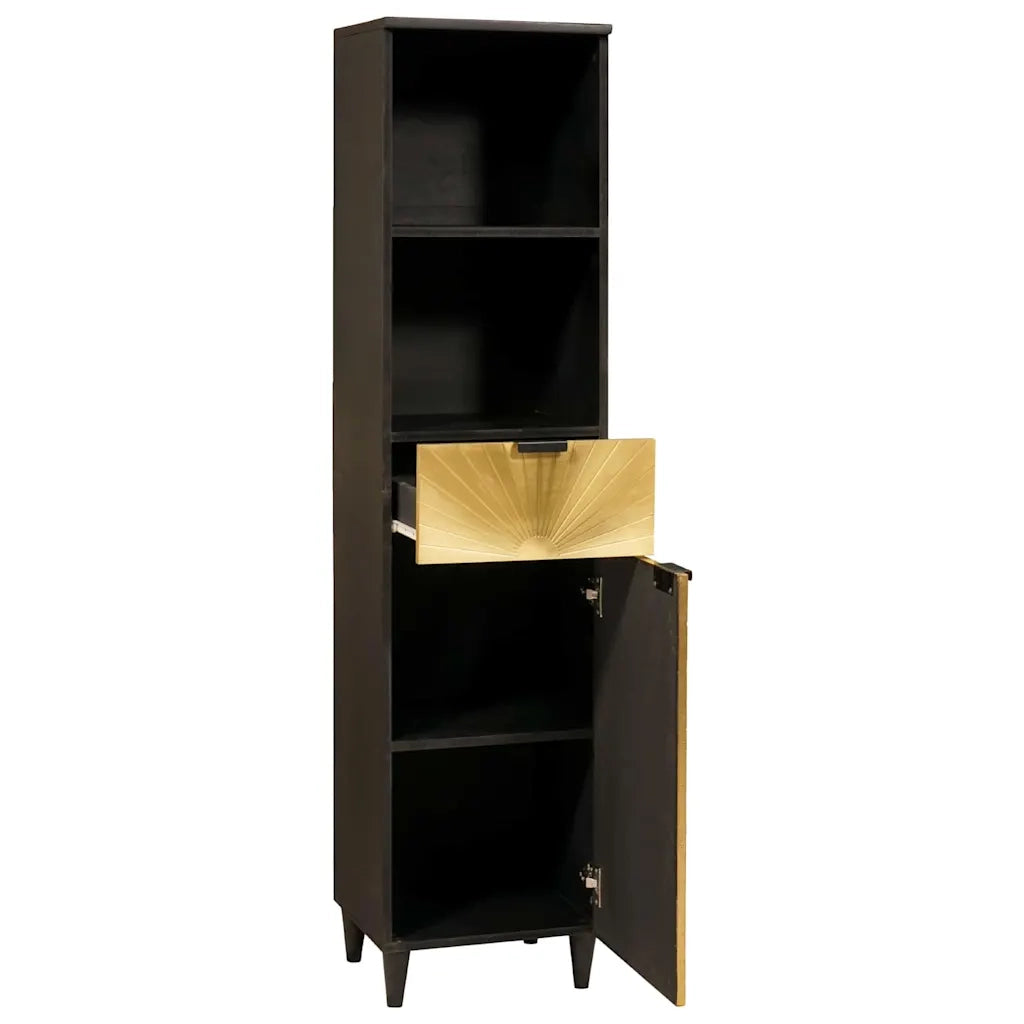 Mobile da Bagno con cassetto Nero e Oro 38 x 33 x 160 cm 4017850