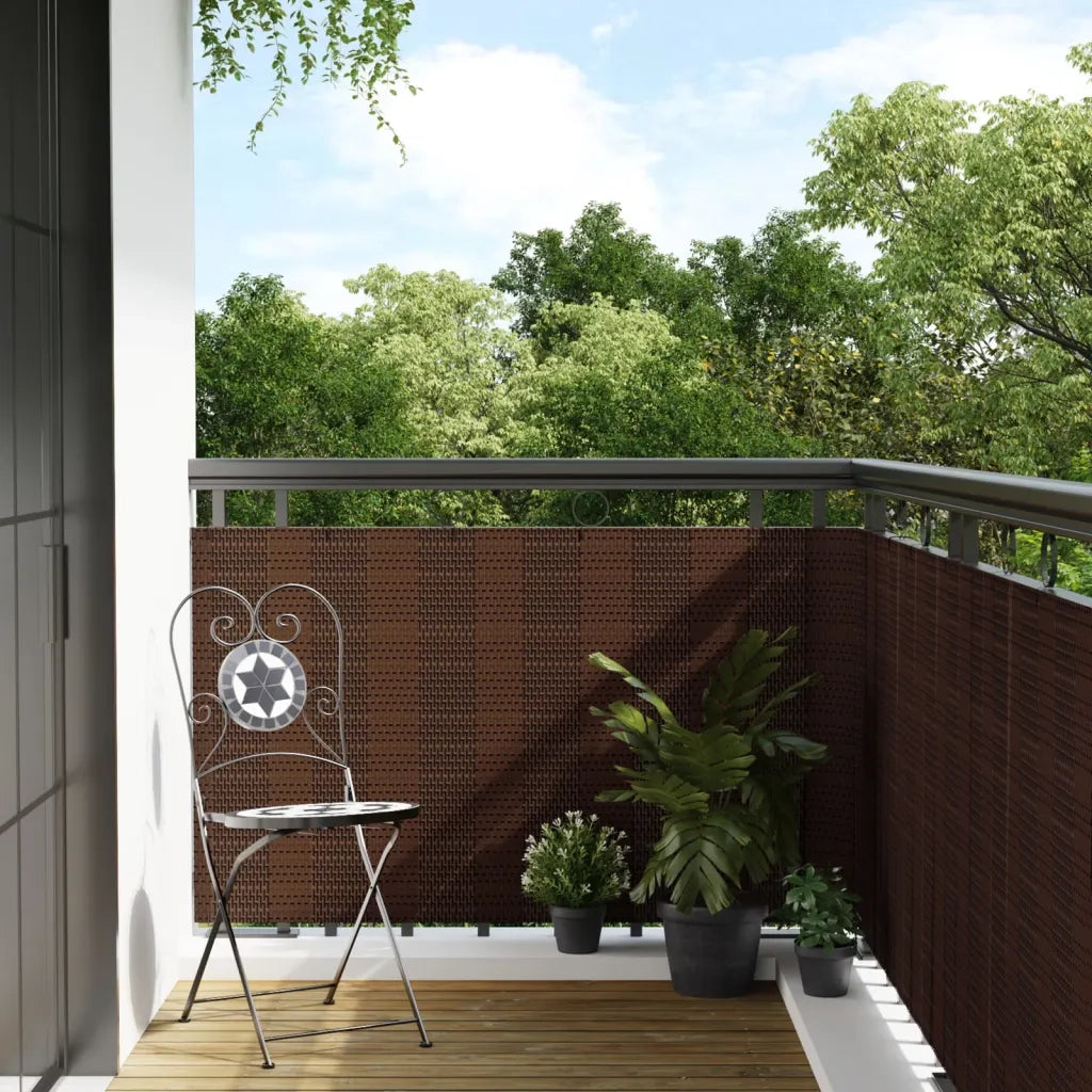 Paravento da Balcone Marrone e Nero 600x90 cm in Polyrattan 156260
