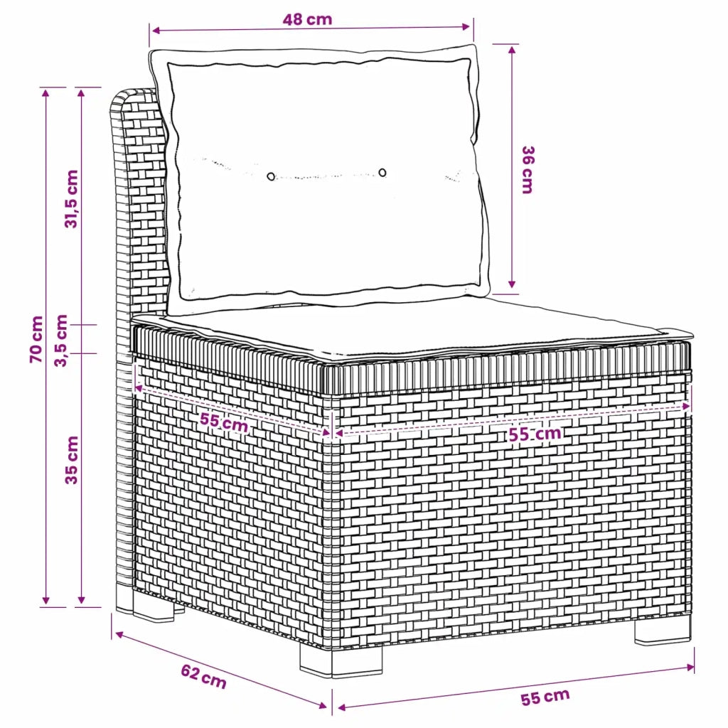 Divano da Giardino a 1 Posto con Cuscini Aspetto Rattan PP 8011799