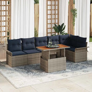 Set Divano da Giardino 7 pcs Grigio e Blu Navy polyrattan 3349345