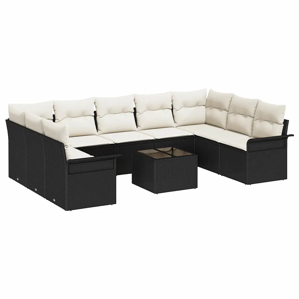 Set Divano da Giardino con cuscino 10 pcs Nero polyrattan 3345527