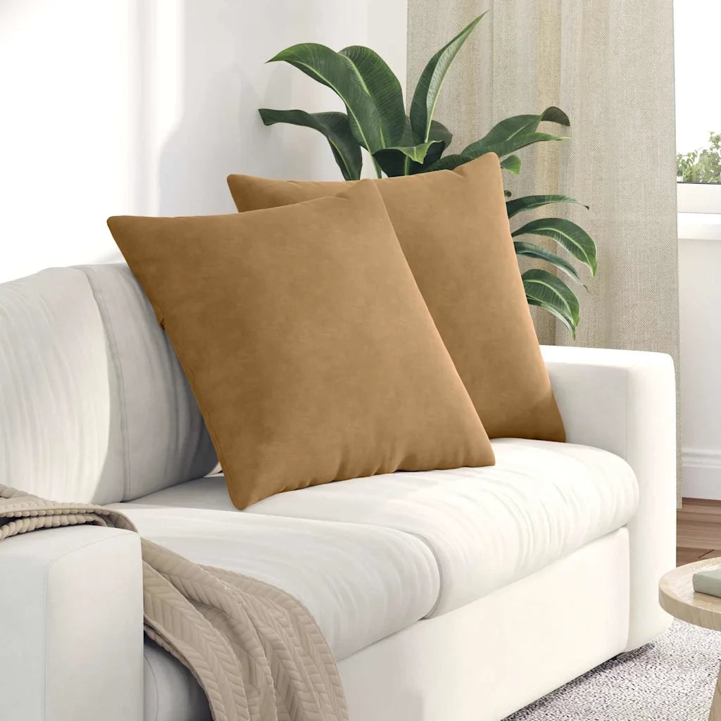 Cuscini da Divano 2 pcs Marrone 60 x 60 cm Tessuto in Cords 42014022