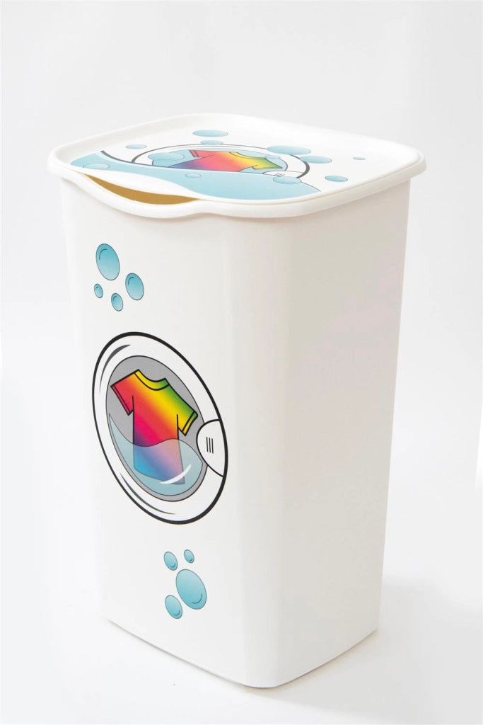 PORTABIANCHERIA CON COPERCHIO PER PANNI COLORATI LAUNDRY 50LT