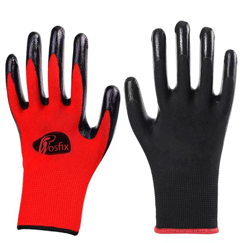 Guanti da Lavoro Rosfix L/r.10 – Poliestere Senza Cuciture, Rivestimento in Lattice Nero | Taglia L