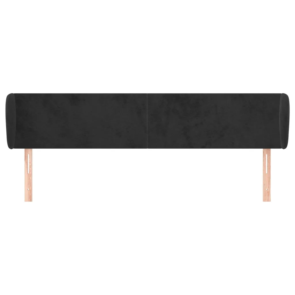 Testiera ad Orecchio Nera 163x23x78/88 cm in Velluto 3116920