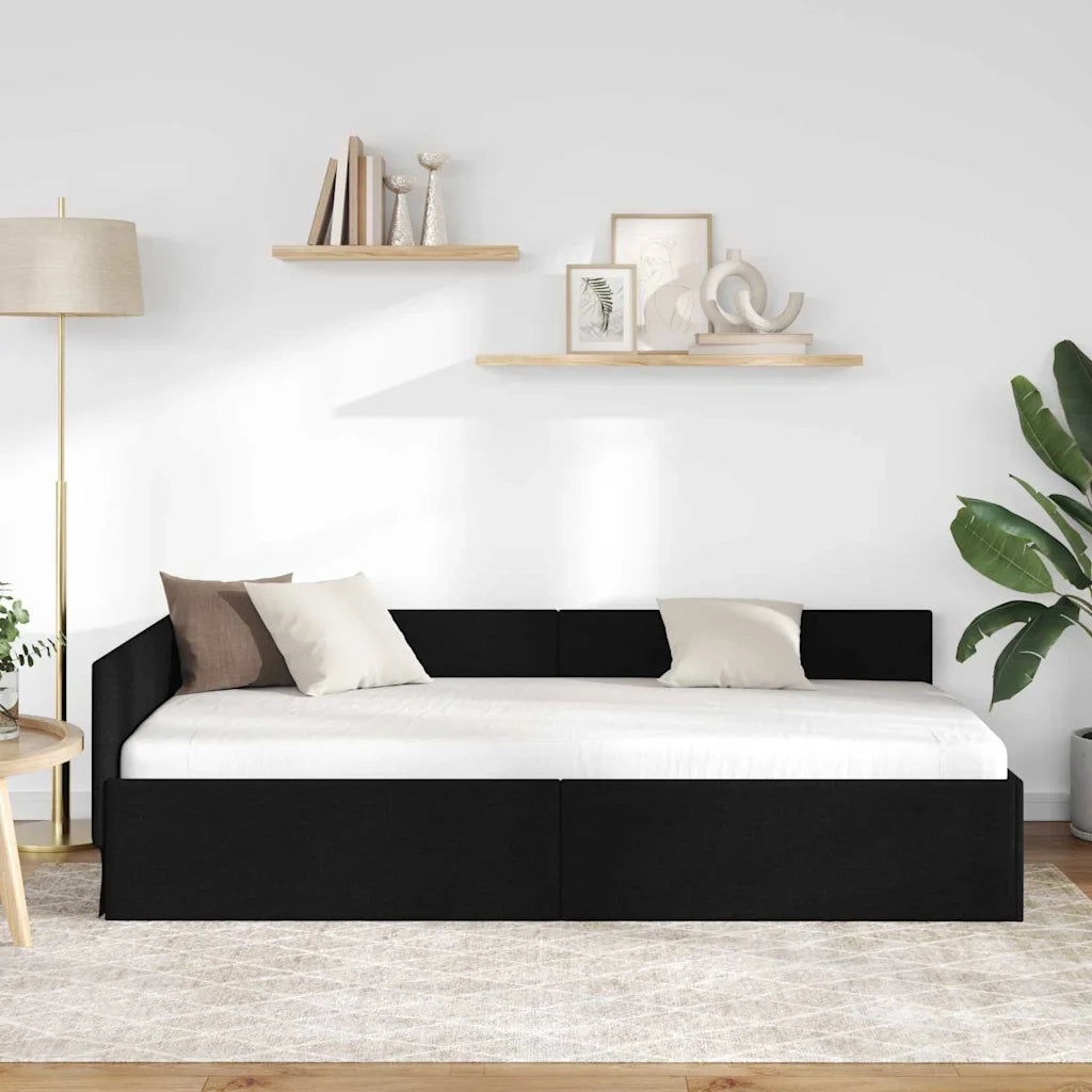 Cornice del letto ad angolo Nero 90 cm x 190 cm Tessuto 42016037