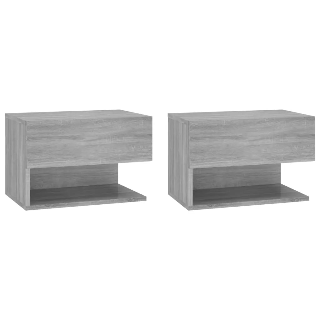 Set di 2 Comodini | Armadio da Notte | Mobiletto da notte a Muro Grigio Sonoma