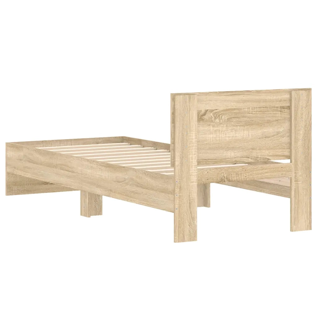Letto singolo | Letto per adulti | Giroletto senza Materasso con Testiera Rovere Sonoma 75x190 cm