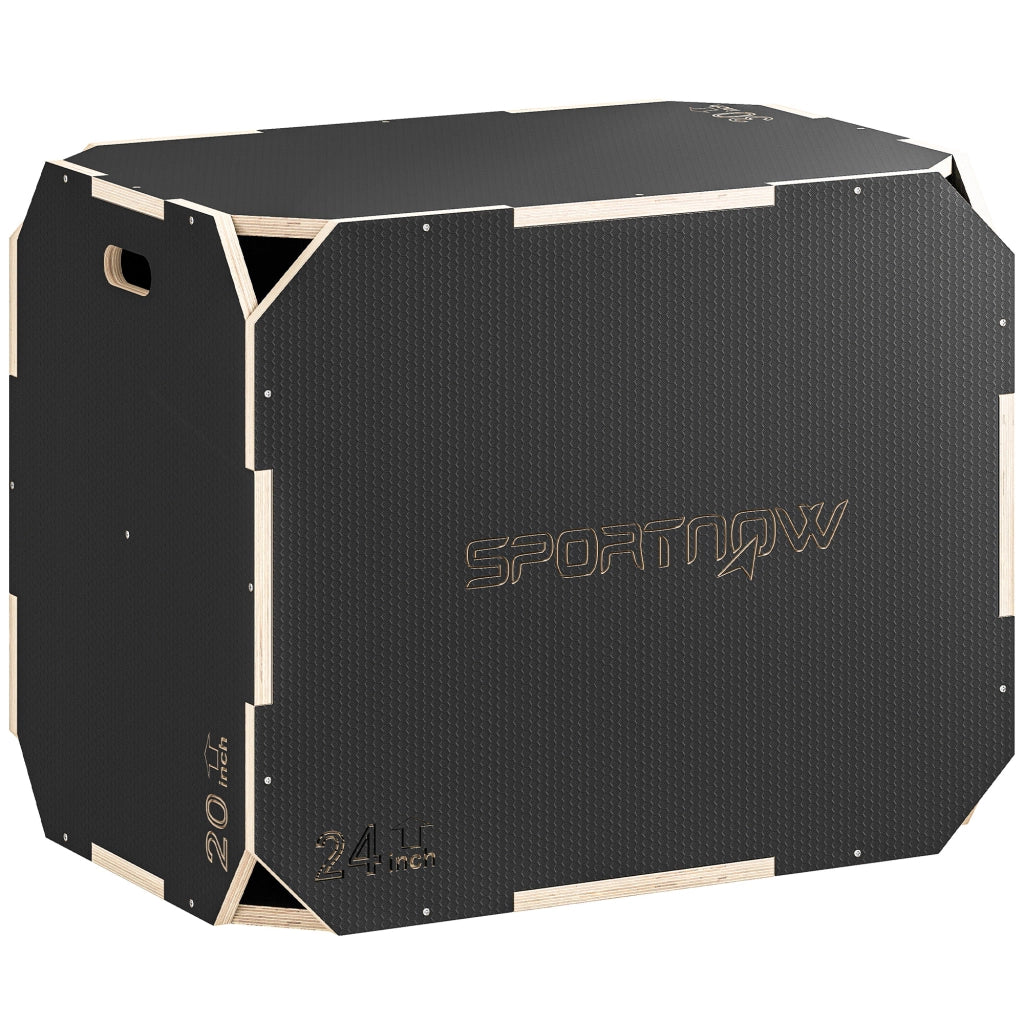 Box Pliometrico in Legno 3 in 1 ¨C Xylo ¨C 3 Altezze Allenamento Salto 76x61x51cm Nero