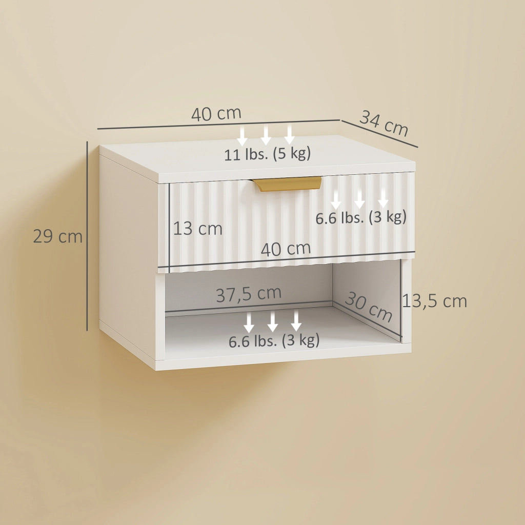 Comodini sospesi ¨C Minimal ¨C 2 pezzi, bianco, 40x34x29cm