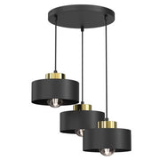 Lampada sospensione Marti tonda nera oro 3xE27 Luminex