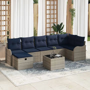Set di divani con cuscino Grigio e Blu Navy polyrattan 3359014