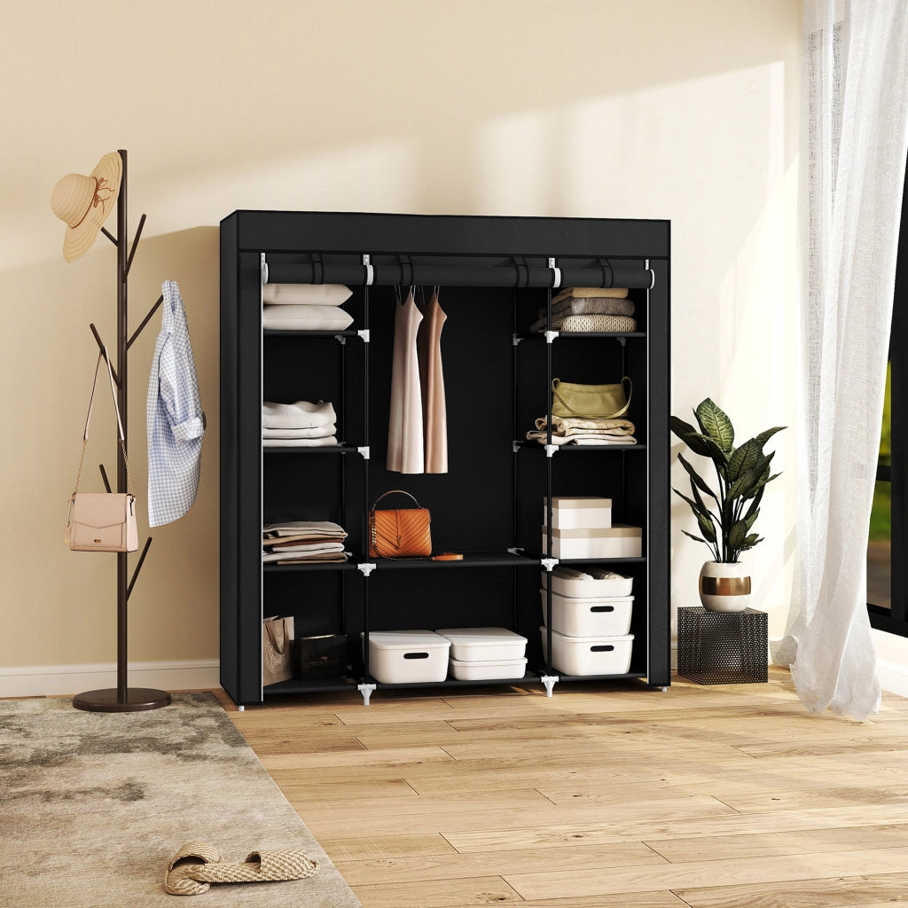 Armadio con Ante ¨C zephmum ¨C Tessuto, Nero, 150x43x162.5 cm