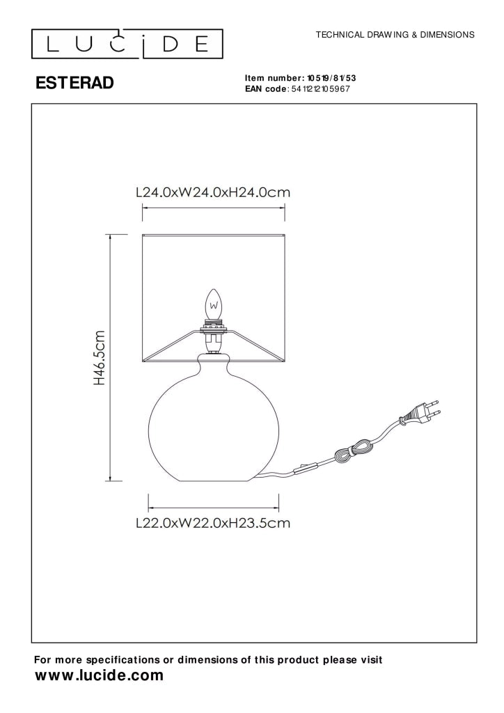 Lampada da tavolo Esterad arancio vetro E14 Lucide