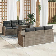 Set Divano da Giardino con cuscino 7 pcs Grigio Poly Rattan 3348565