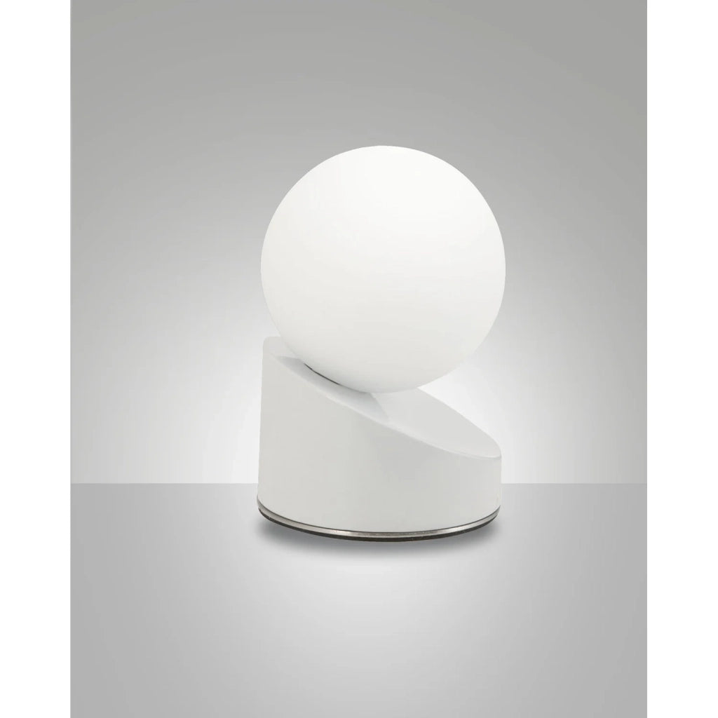 Lampada Gravity Da Tavolo Bianca 1 Luce Metallo e Vetro Finitura Moderna