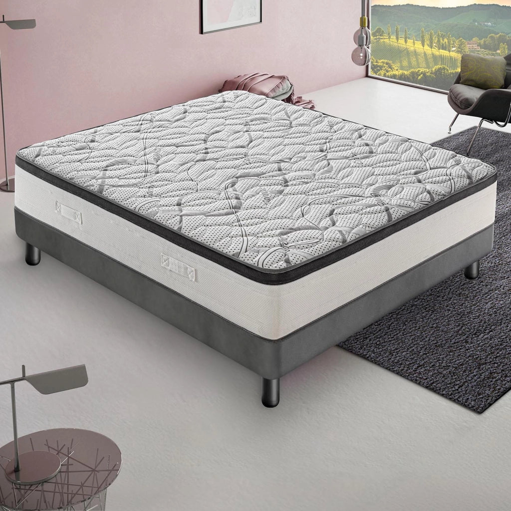 Materasso Matrimoniale 150x190 - In schiuma HR - Alta densità - Ortopedico - Rigidità H3 - Rivestimento CARBON DELUXE - Altezza 20 cm