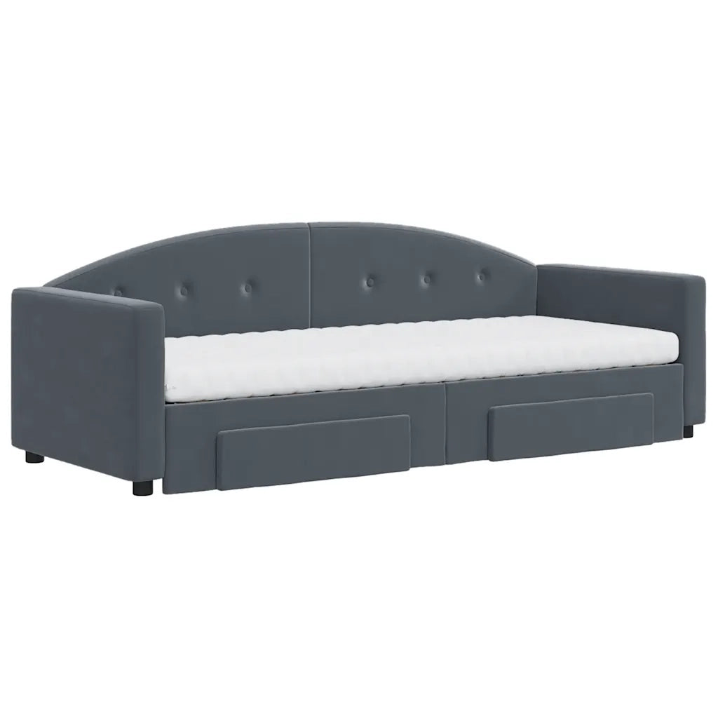 Divano Letto Estraibile Cassetti Grigio Scuro 80x200cm Velluto 3197367