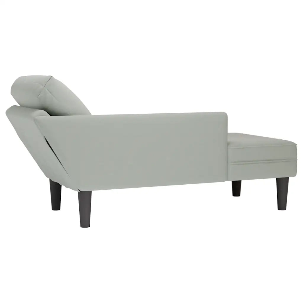 vidaXL Sdraio con Cuscino e Bracciolo Destro in Velluto Grigio Chiaro