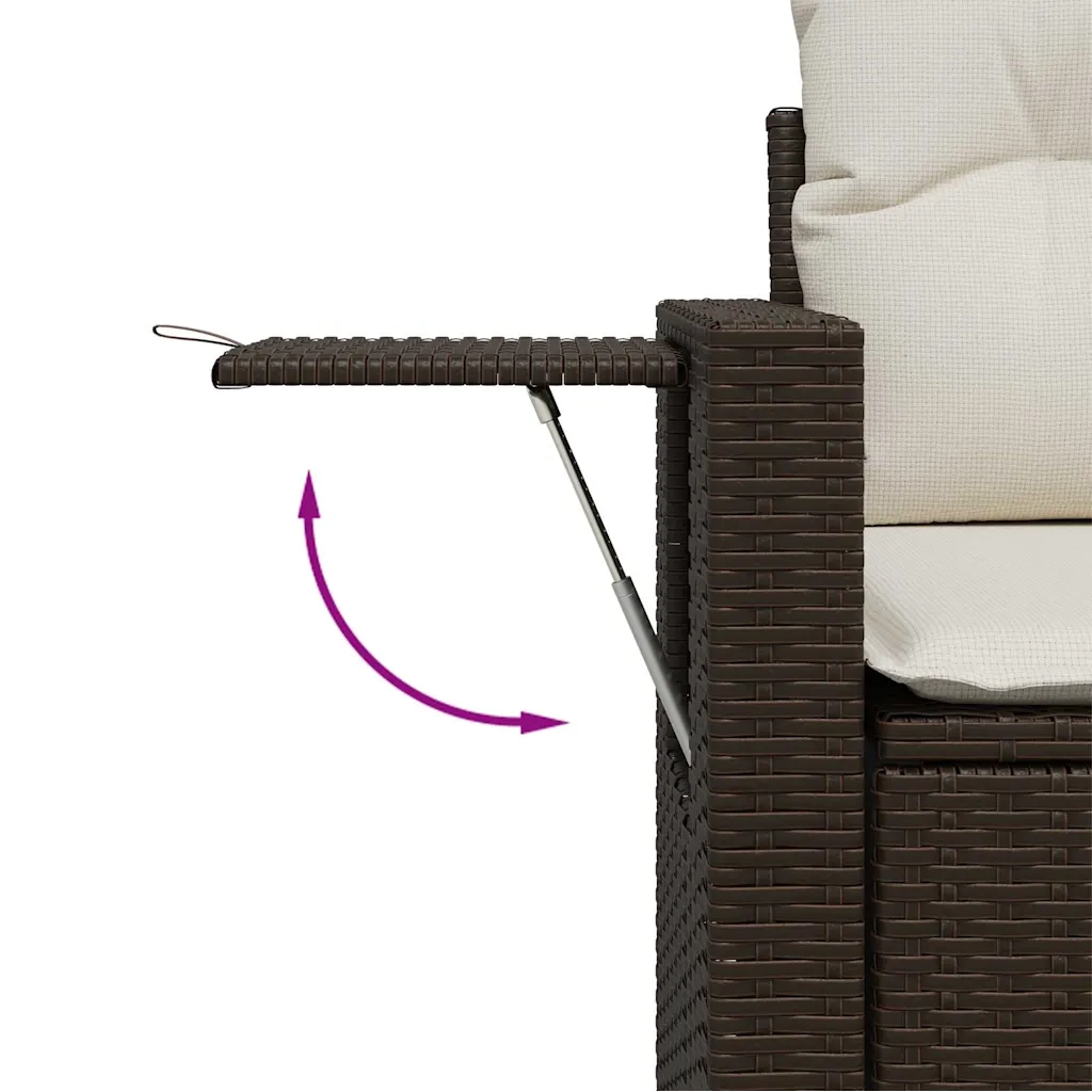 Set Divano da Giardino 3 pz | Set Salotto da Giardino con Cuscini Marrone in Polyrattan