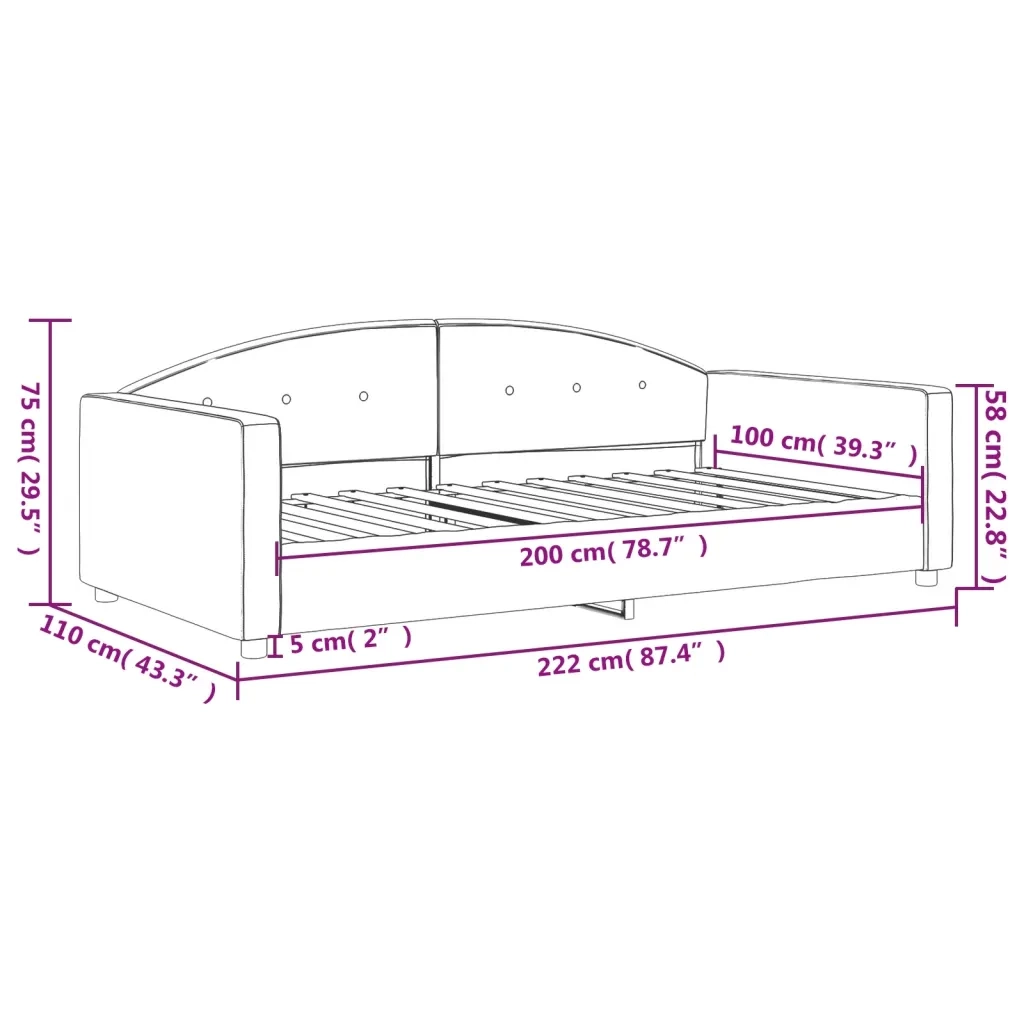 Letto da Giorno Rosa 100x200 cm in Velluto 354146