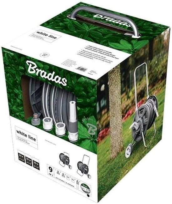 Slanghaspel con Tubo da Giardino - 30 m - Bianco/Argento - 8 pezzi